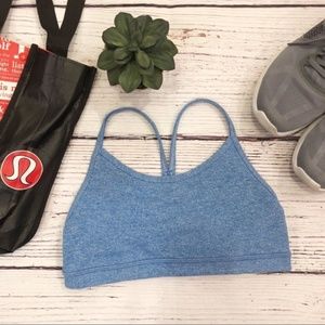 {Lululemon} Heather Blue Flow Y Bra, size 4